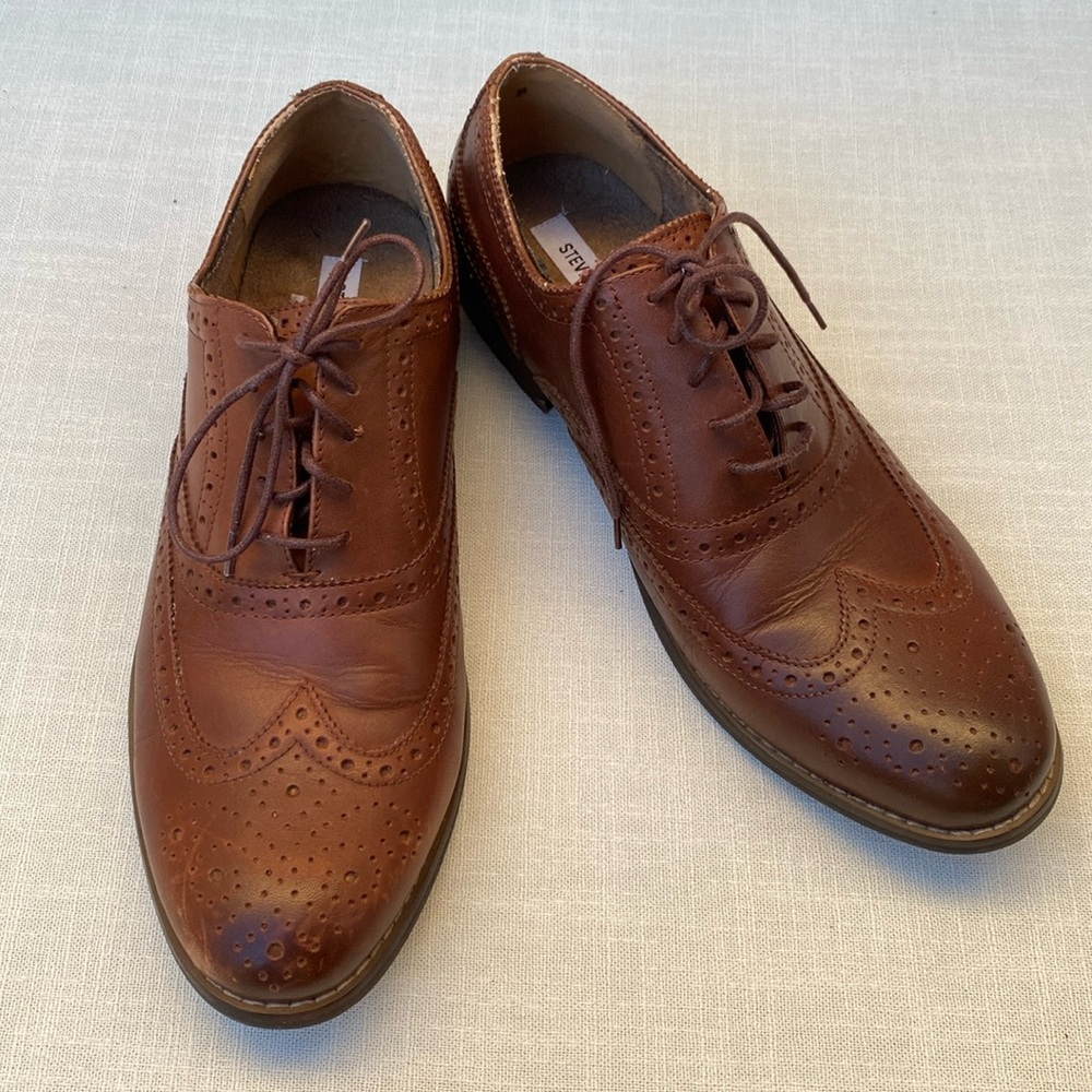 Steve Madden Gionni Brown Tan Leather Wingtip Oxford Shoes Mens Sz 11
